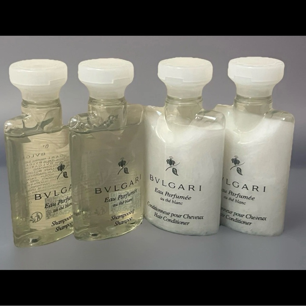 2 Bvlgari Eau Parfumée Au the Blanc white tea shampoo + 2 conditioner April sale